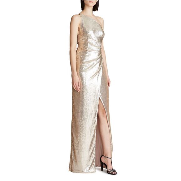 NWT Halston Adriana One-Shoulder Sequin Gown Size 2 $595 - Picture 2 of 10